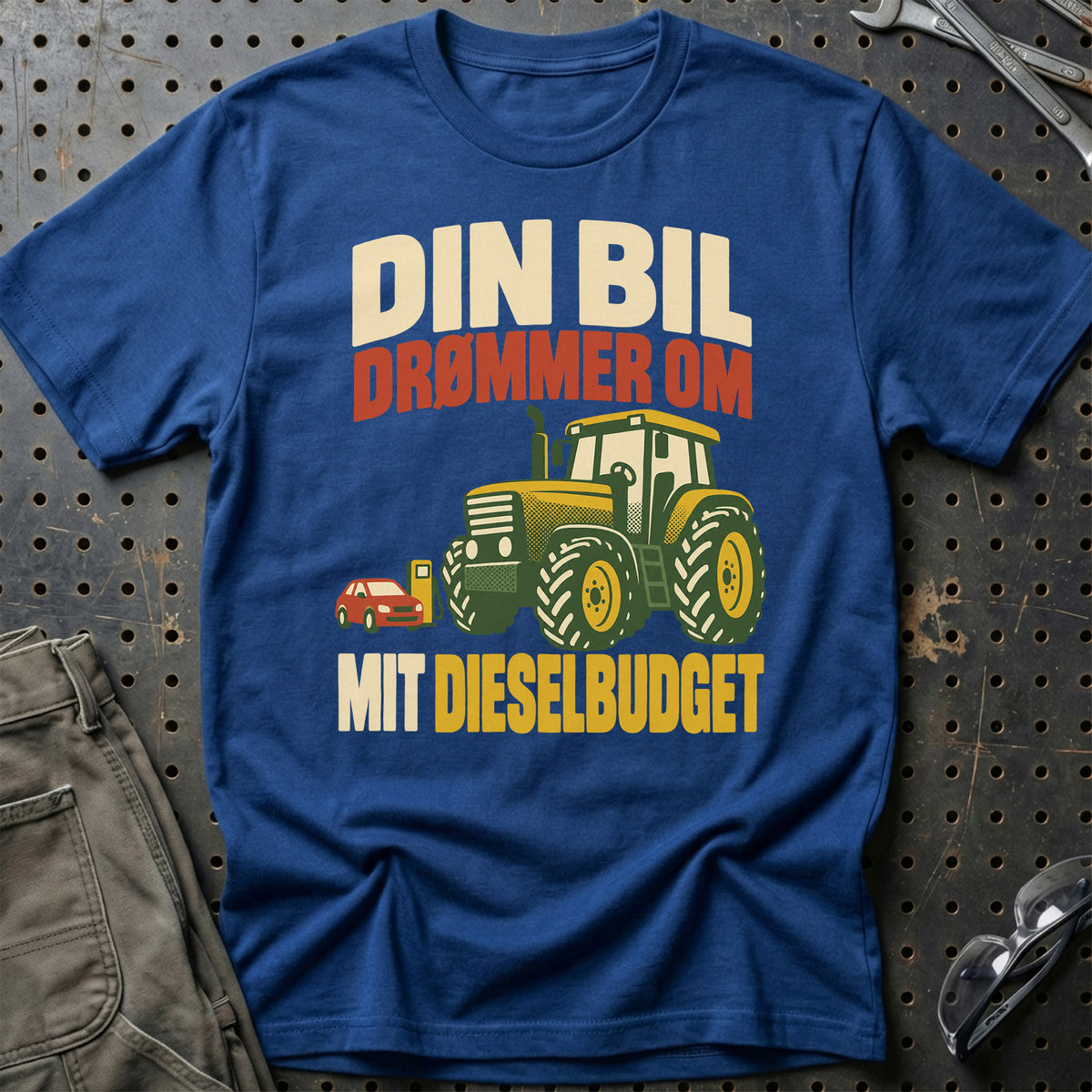 
Din bil drømmer om mit dieselbudget – Retro – Unisex T-Shirt – Blå Royal