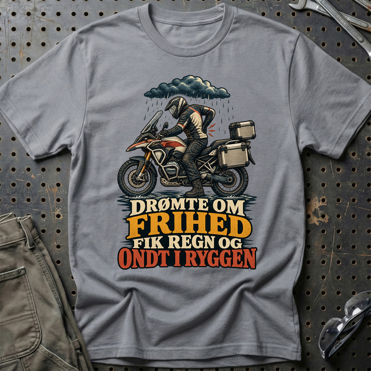 
Drømte om frihed fik regn og ondt i ryggen – Illustration – Unisex T-Shirt – Grå Sport