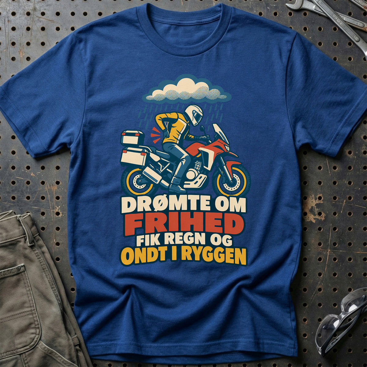 
Drømte om frihed fik regn og ondt i ryggen – Retro – Unisex T-Shirt – Blå Royal