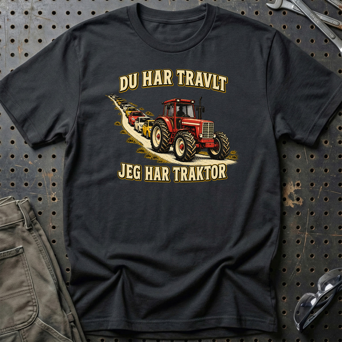 
Du har travlt jeg har traktor – Illustration – Unisex T-Shirt – Sort