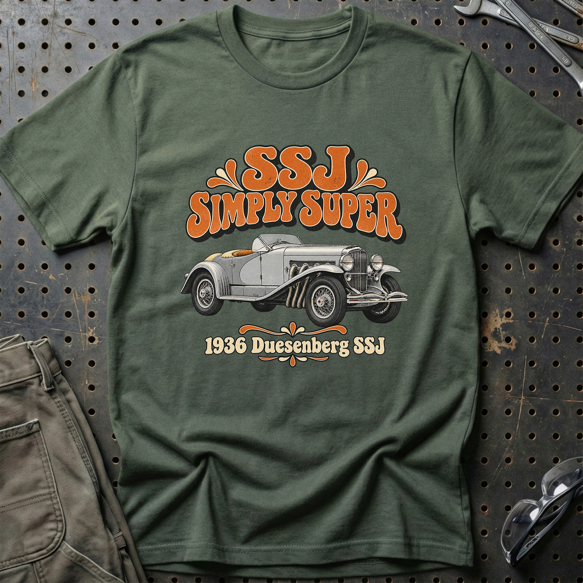 
Duesenberg SSJ 1936 – SSJ Simply Super T-Shirt – Grøn Militær