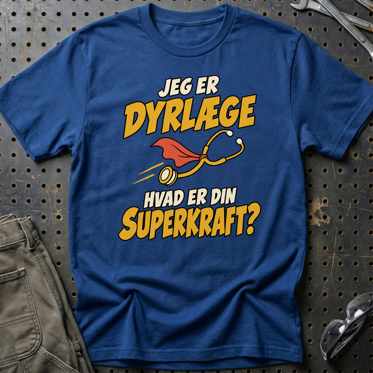 
Dyrlæge – Hvad er din superkraft? – Unisex T-Shirt – Blå Royal