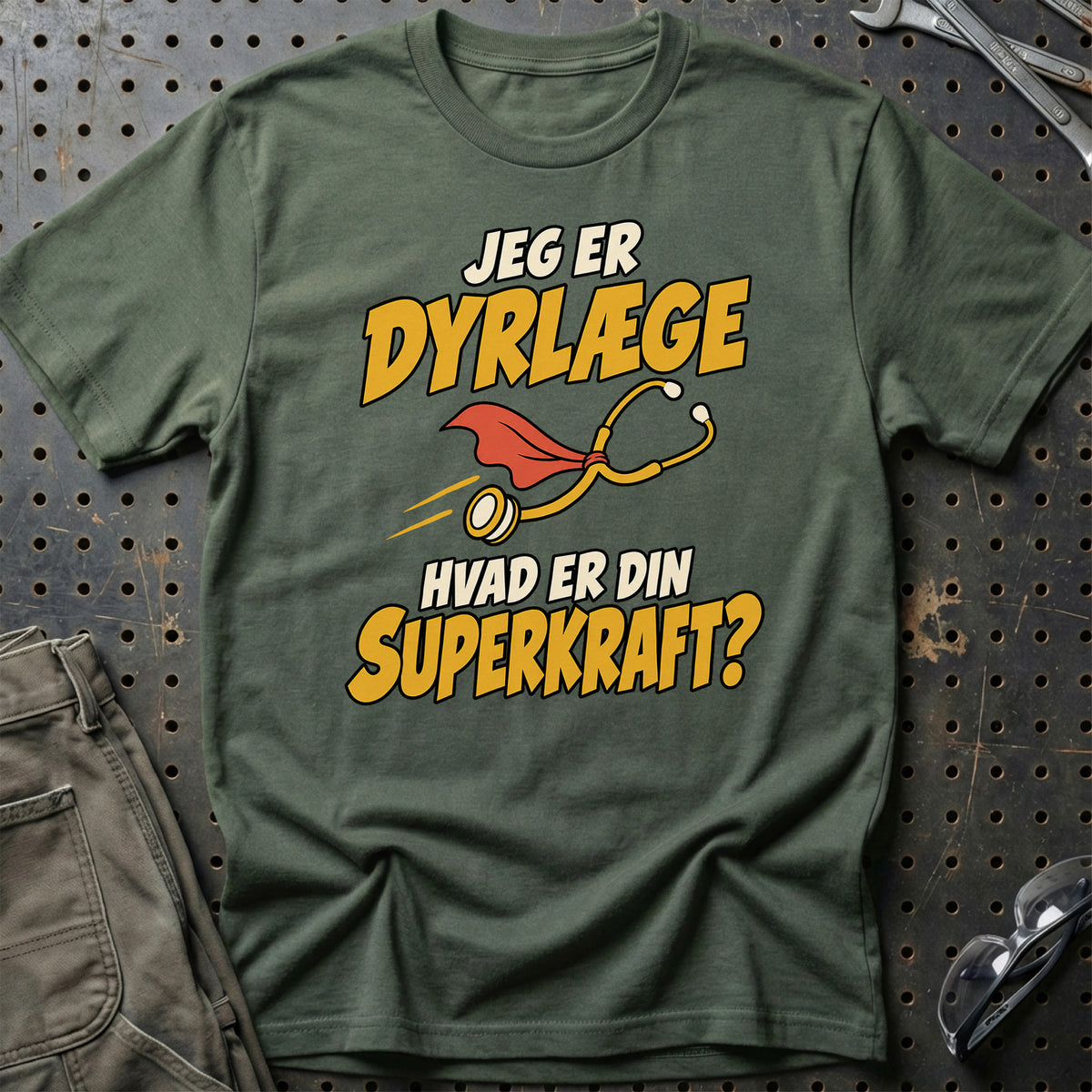 
Dyrlæge – Hvad er din superkraft? – Unisex T-Shirt – Grøn Militær