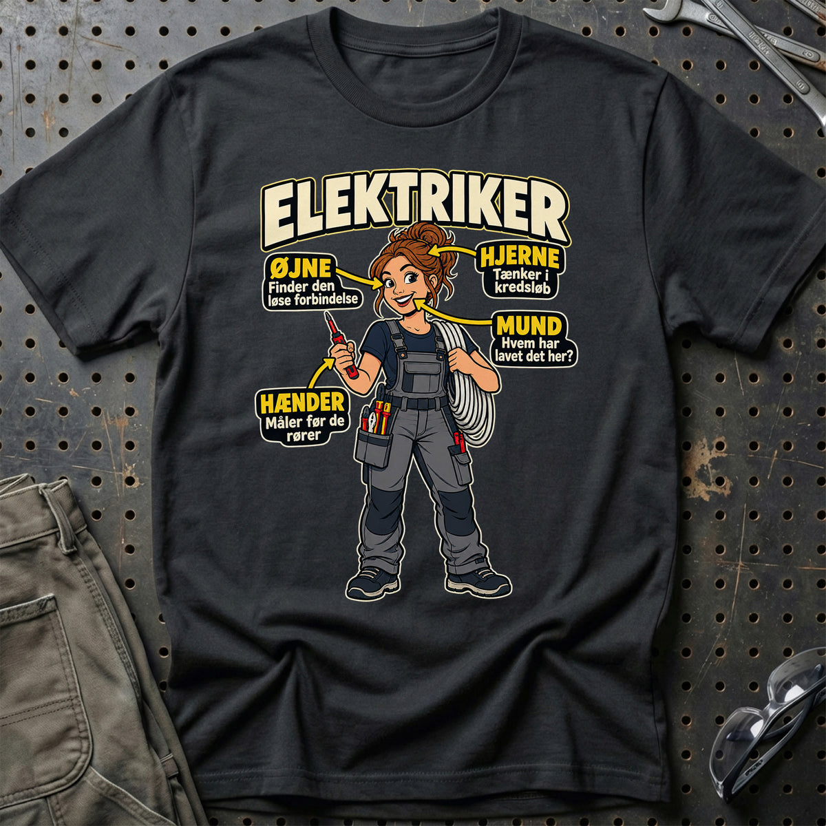 Elektriker – Anatomi T-Shirt – Sort