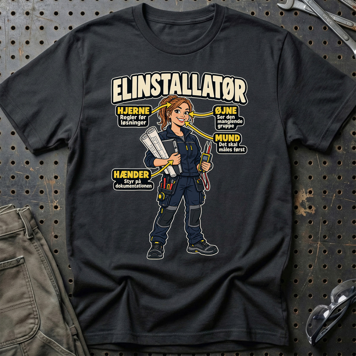 Elinstallatør – Anatomi T-Shirt – Sort