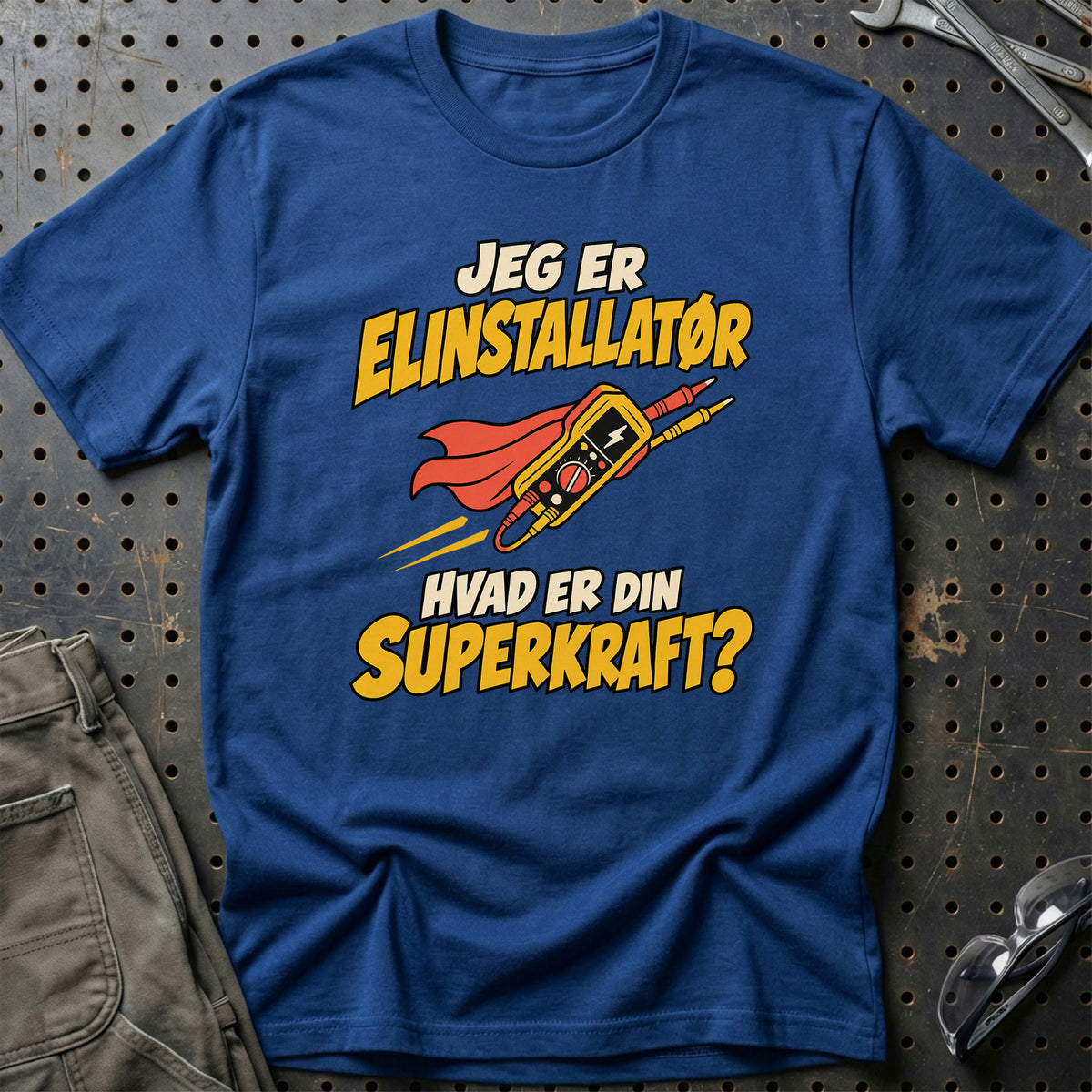 
Elinstallatør – Hvad er din superkraft? – Unisex T-Shirt – Blå Royal