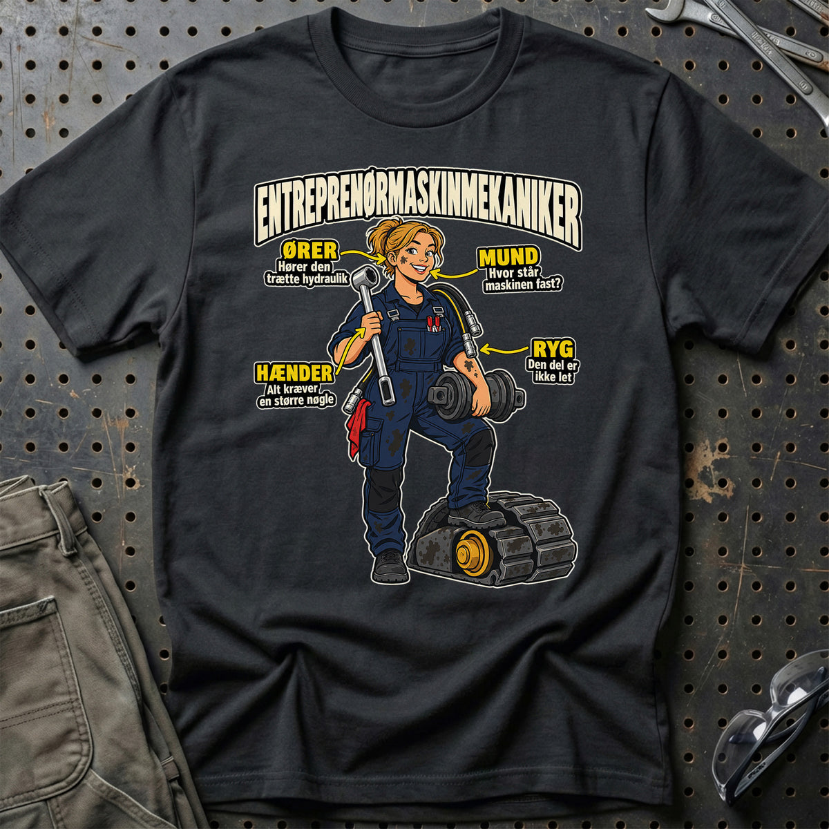 Entreprenørmaskinmekaniker – Anatomi T-Shirt – Sort