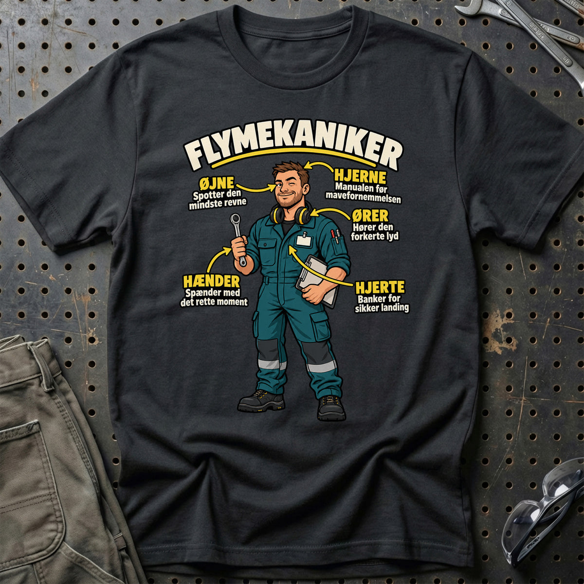 
Flymekaniker – Anatomi T-Shirt – Sort
