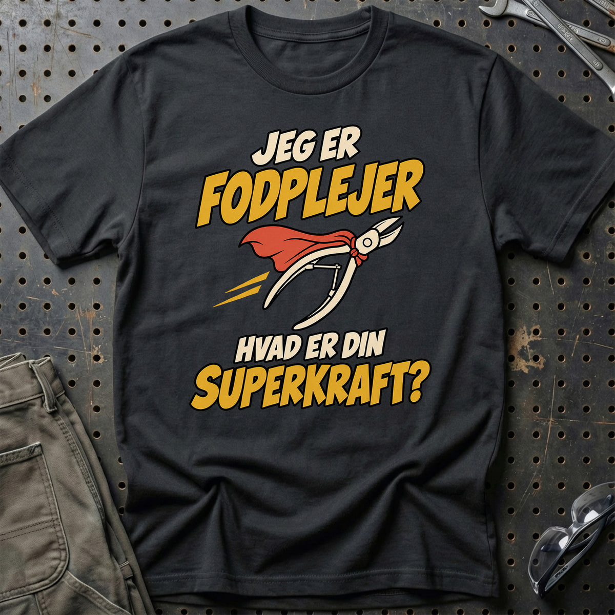 
Fodplejer – Hvad er din superkraft? – Unisex T-Shirt – Sort