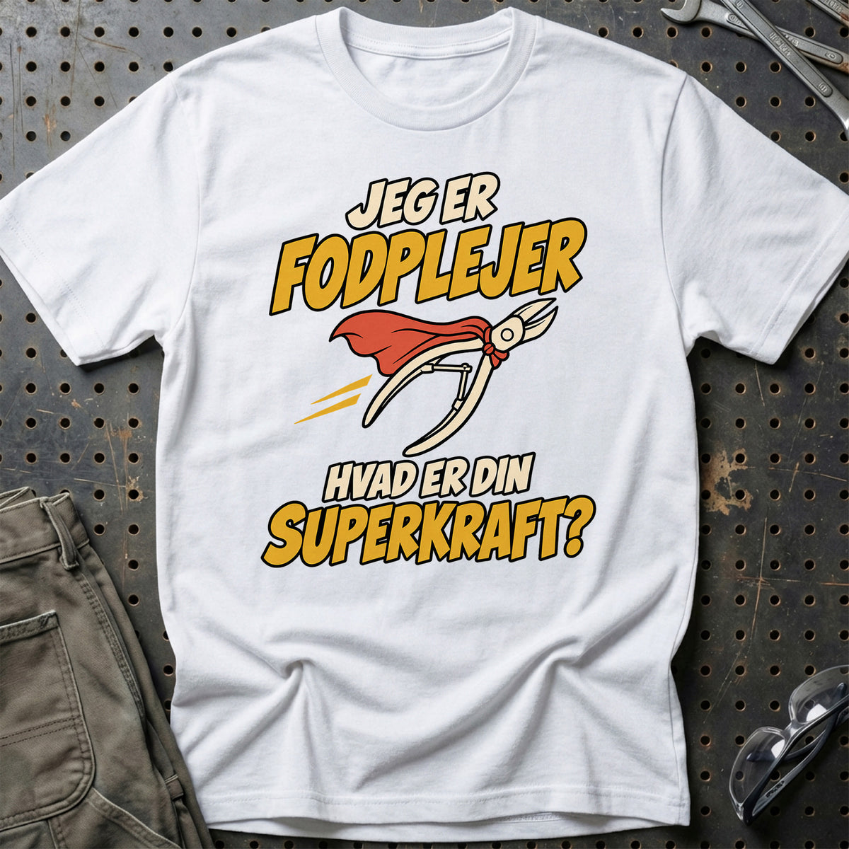 
Fodplejer – Hvad er din superkraft? – Unisex T-Shirt – Hvid