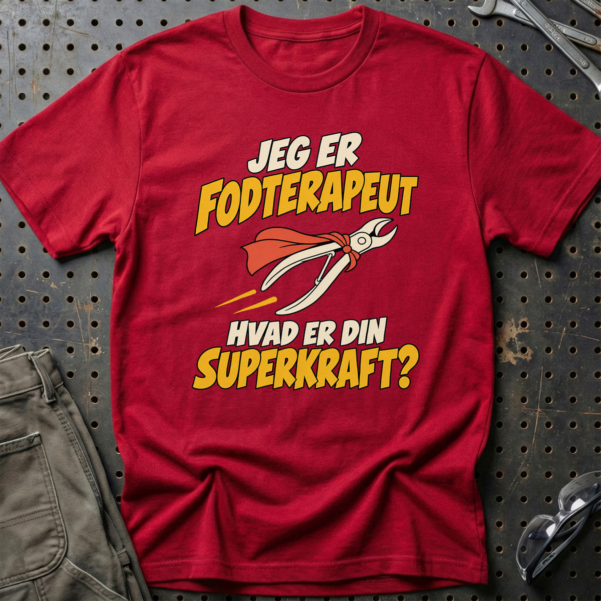 
Fodterapeut – Hvad er din superkraft? – Unisex T-Shirt – Rød