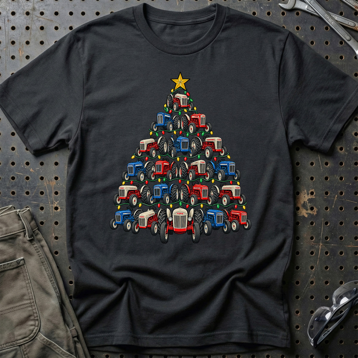 Ford Traktor Juletræ T-Shirt – Sort