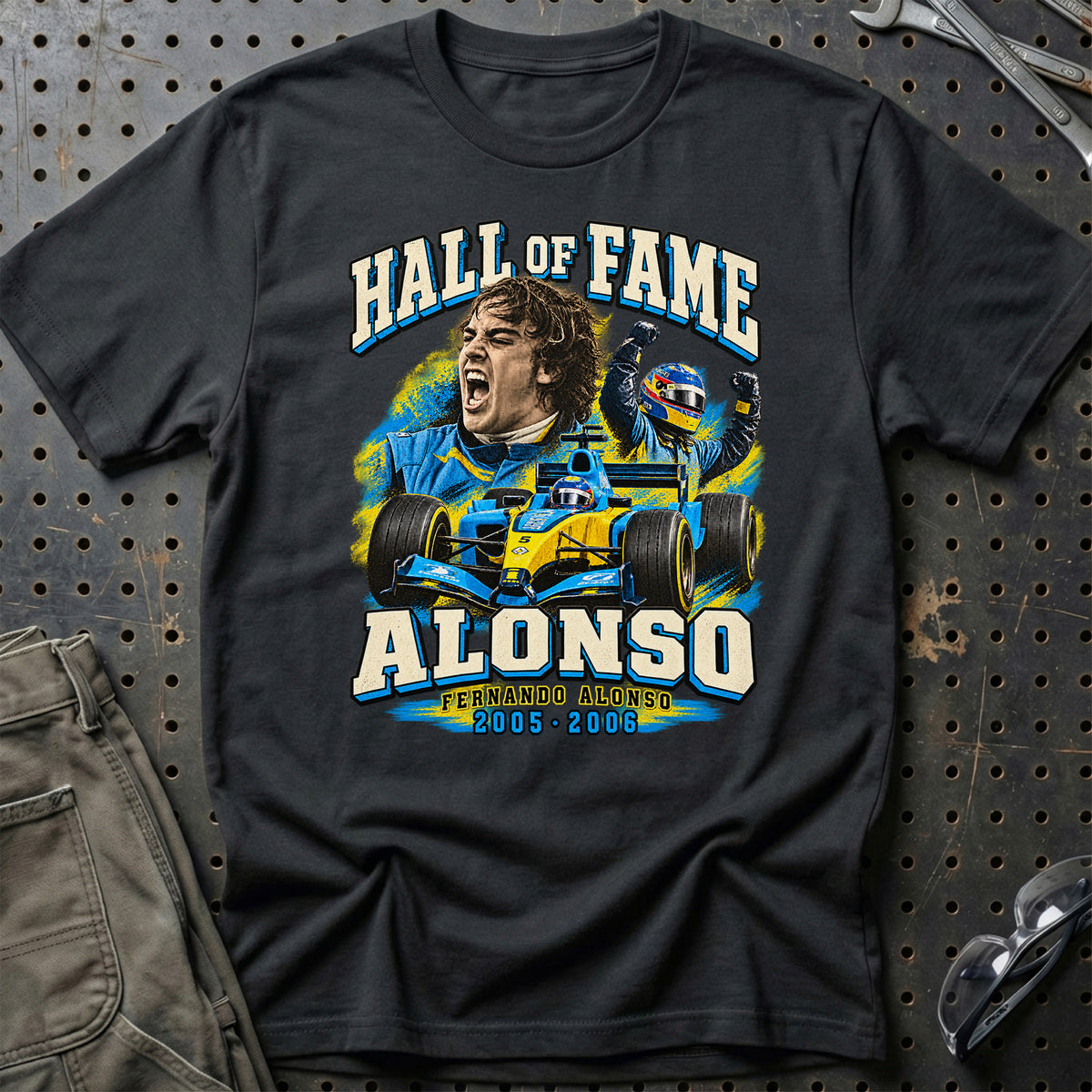 
Formula 1 Fernando Alonso – Hall of Fame Unisex T-Shirt – Sort