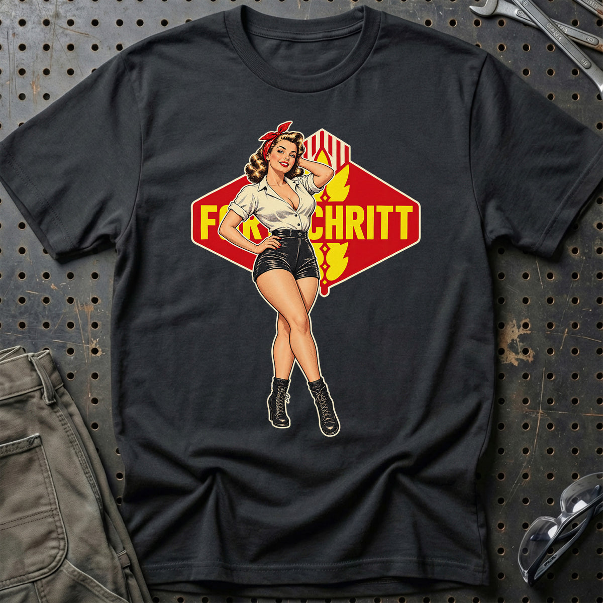 Fortschritt Retro Pinup T-Shirt – Sort