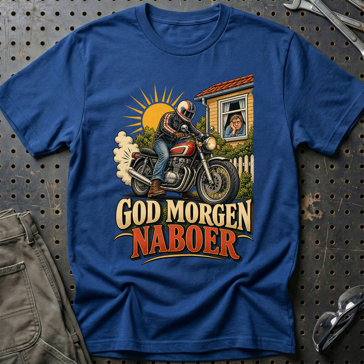 
God morgen naboer – Illustration – Unisex T-Shirt – Blå Royal