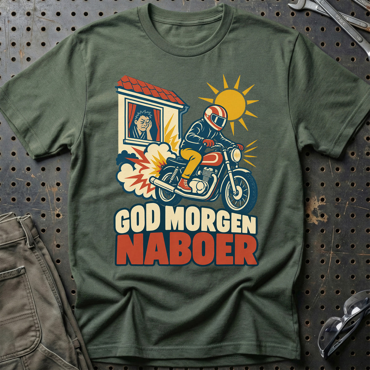 
God morgen naboer – Retro – Unisex T-Shirt – Grøn Militær