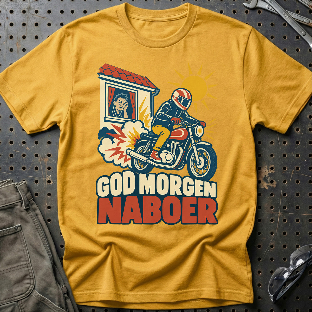 
God morgen naboer – Retro – Unisex T-Shirt – Guld