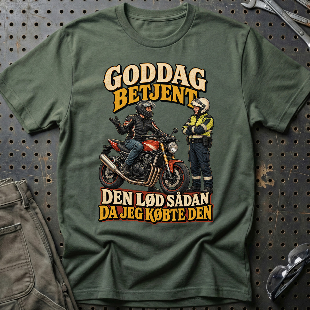 
Goddag betjent den lød sådan da jeg købte den – Illustration – Unisex T-Shirt – Grøn Militær