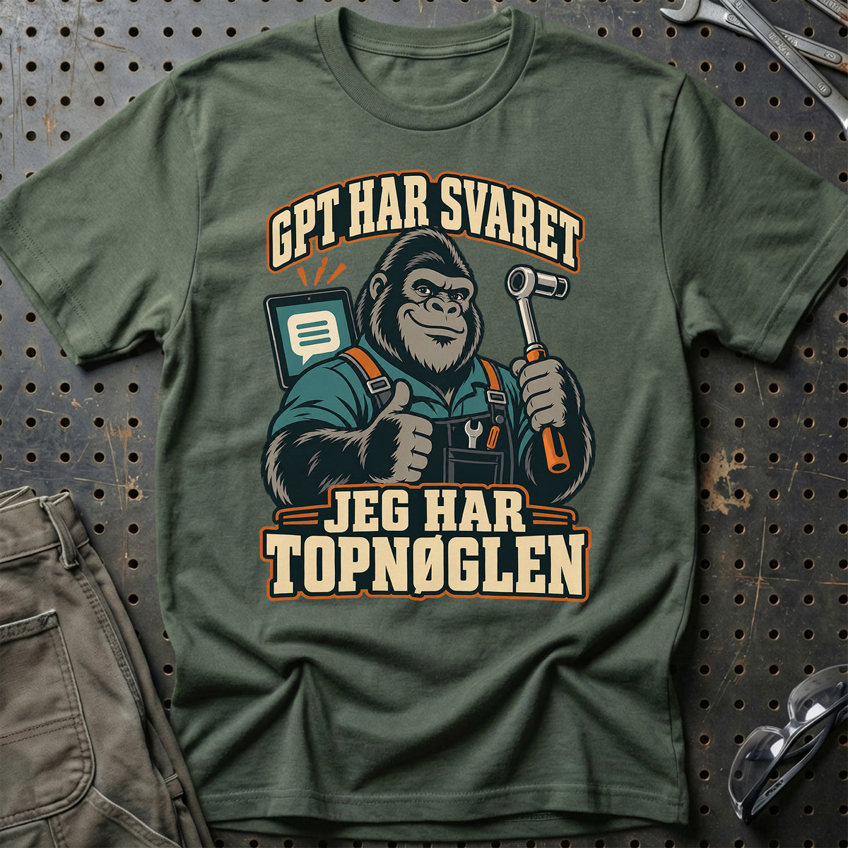 GPT har svaret – Jeg har topnøglen T-Shirt – Grøn Militær
