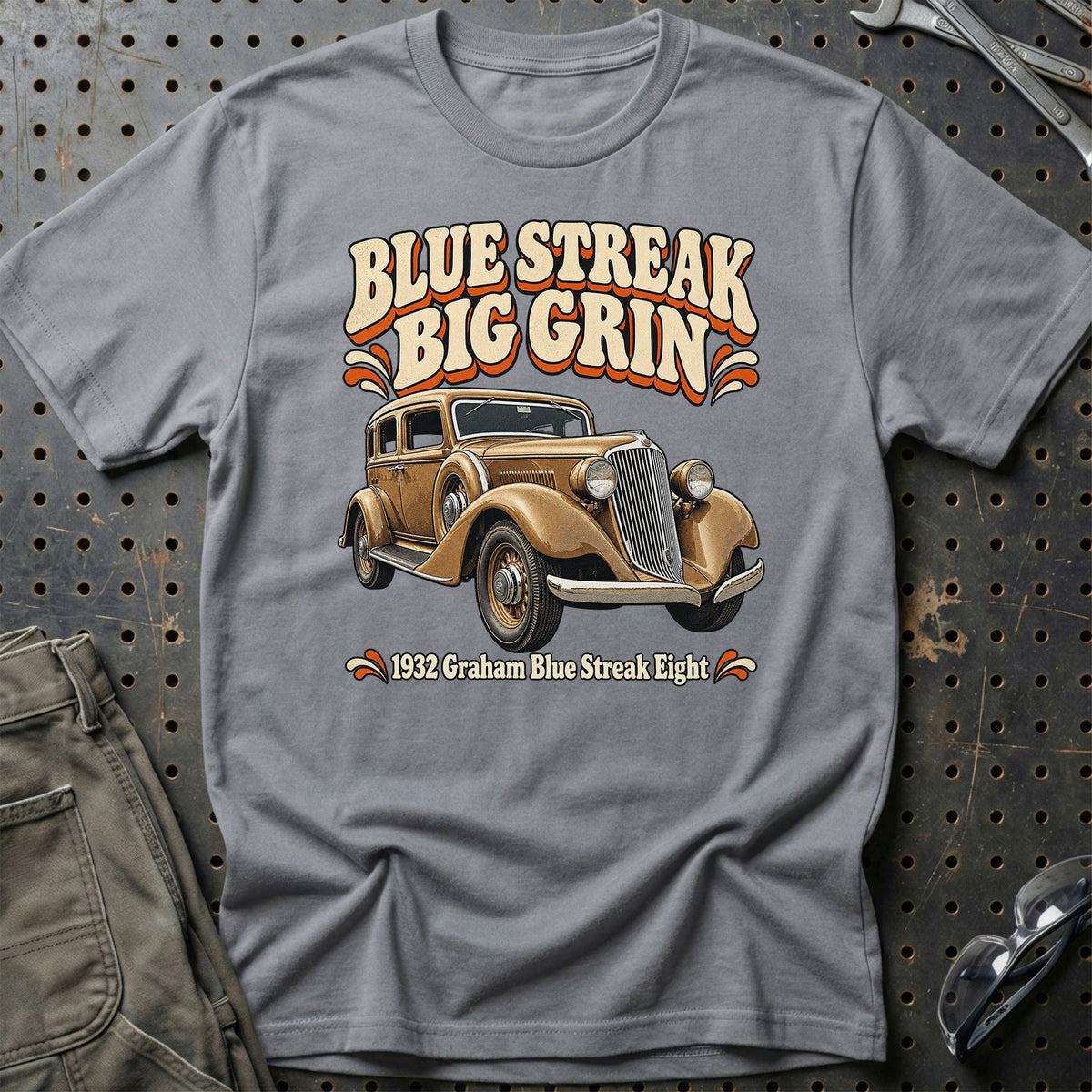 
Graham Blue Streak Eight 1932 – Blue Streak Big Grin T-Shirt – Grå Sport