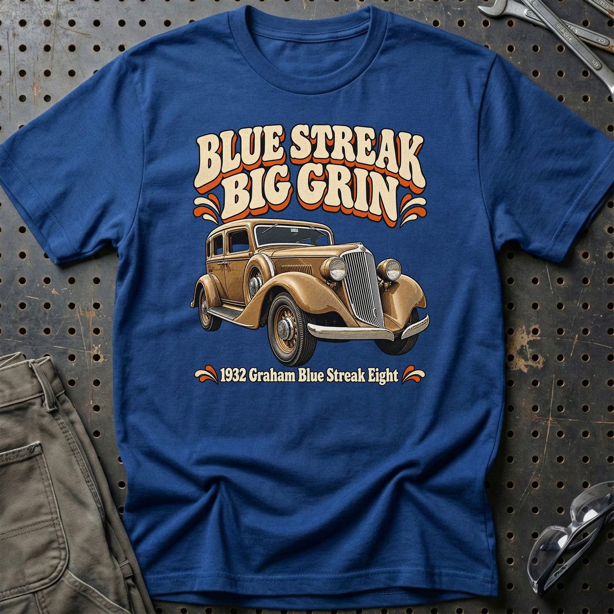 
Graham Blue Streak Eight 1932 – Blue Streak Big Grin T-Shirt – Blå Royal