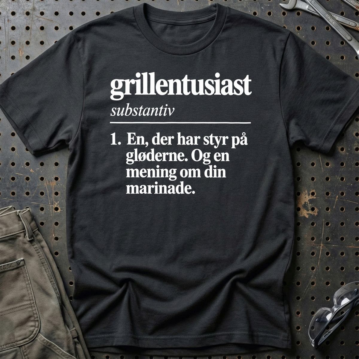 
Grillentusiast – Ordbog – Unisex T-Shirt – Sort