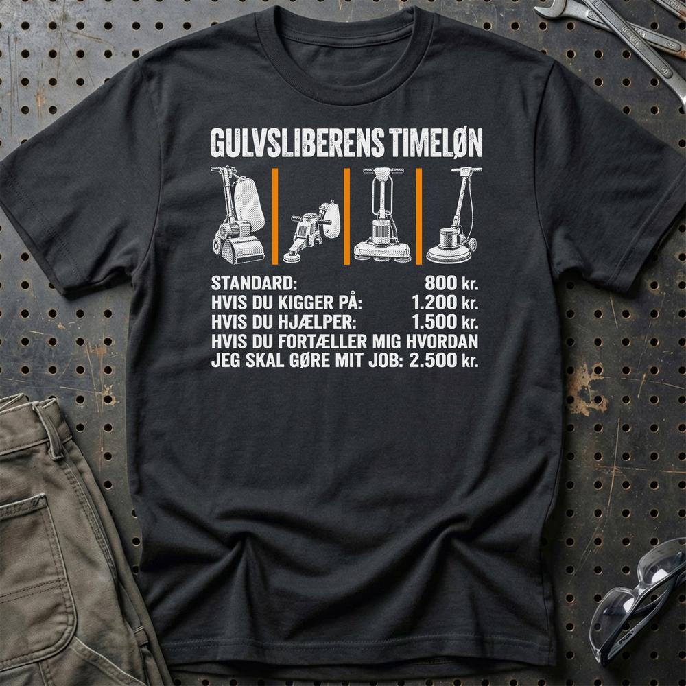 Gulvsliberens Timeløn T-Shirt – Sort