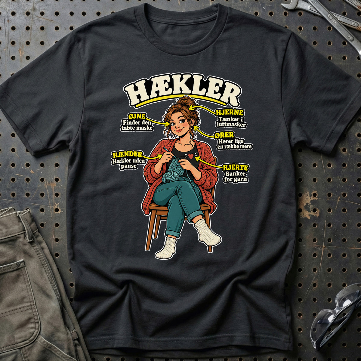 
Hækler – Anatomi – Kvinde – Unisex T-Shirt – Sort