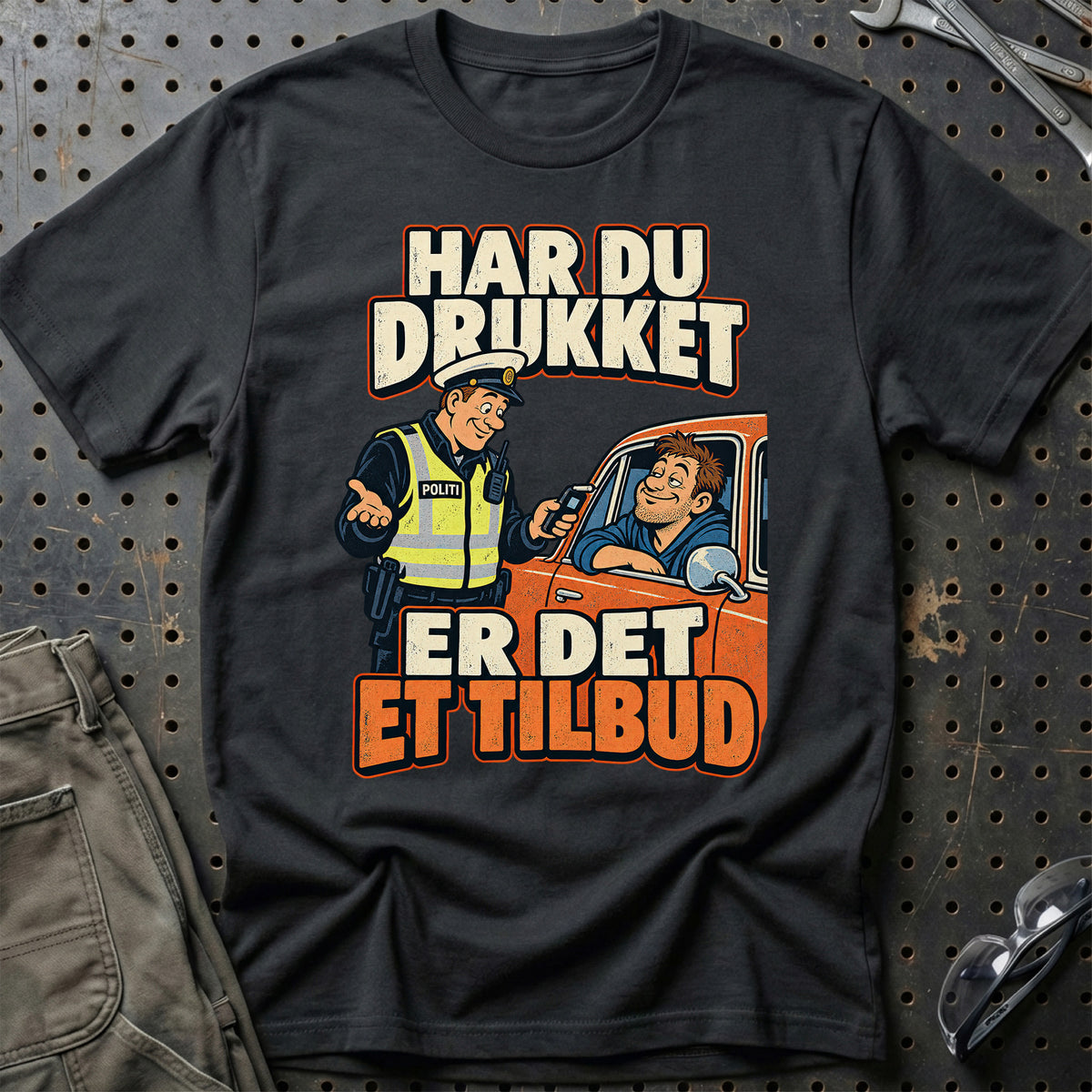 Har Du Drukket – Er Det Et Tilbud? Illustration T-Shirt – Sort