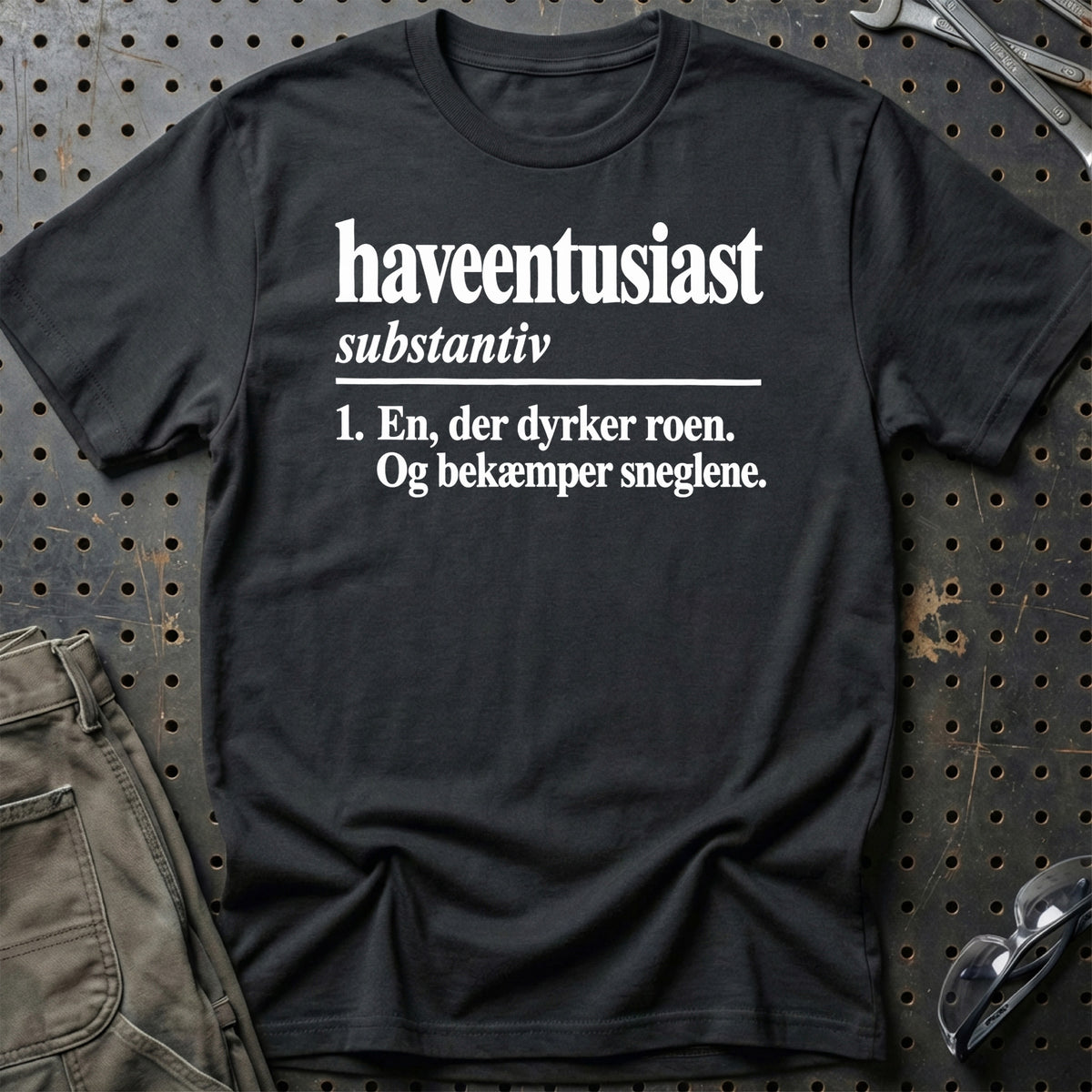 
Haveentusiast – Ordbog – Unisex T-Shirt – Sort