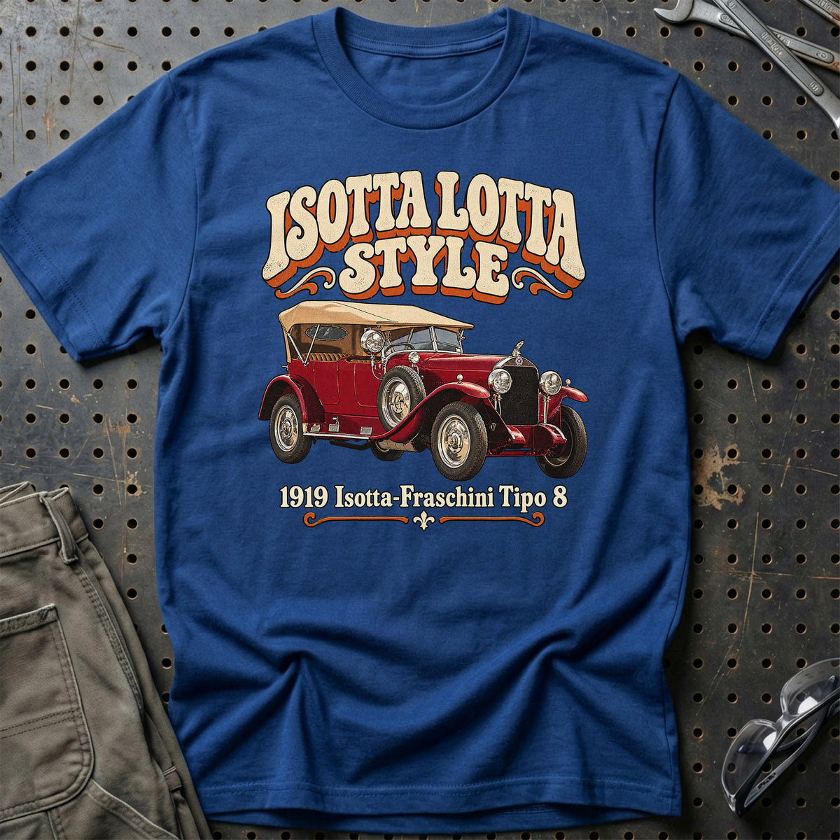 
Isotta-Fraschini Tipo 8 1919 – Isotta Lotta Style T-Shirt – Blå Royal