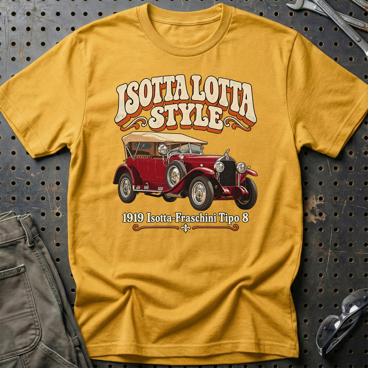 
Isotta-Fraschini Tipo 8 1919 – Isotta Lotta Style T-Shirt – Guld