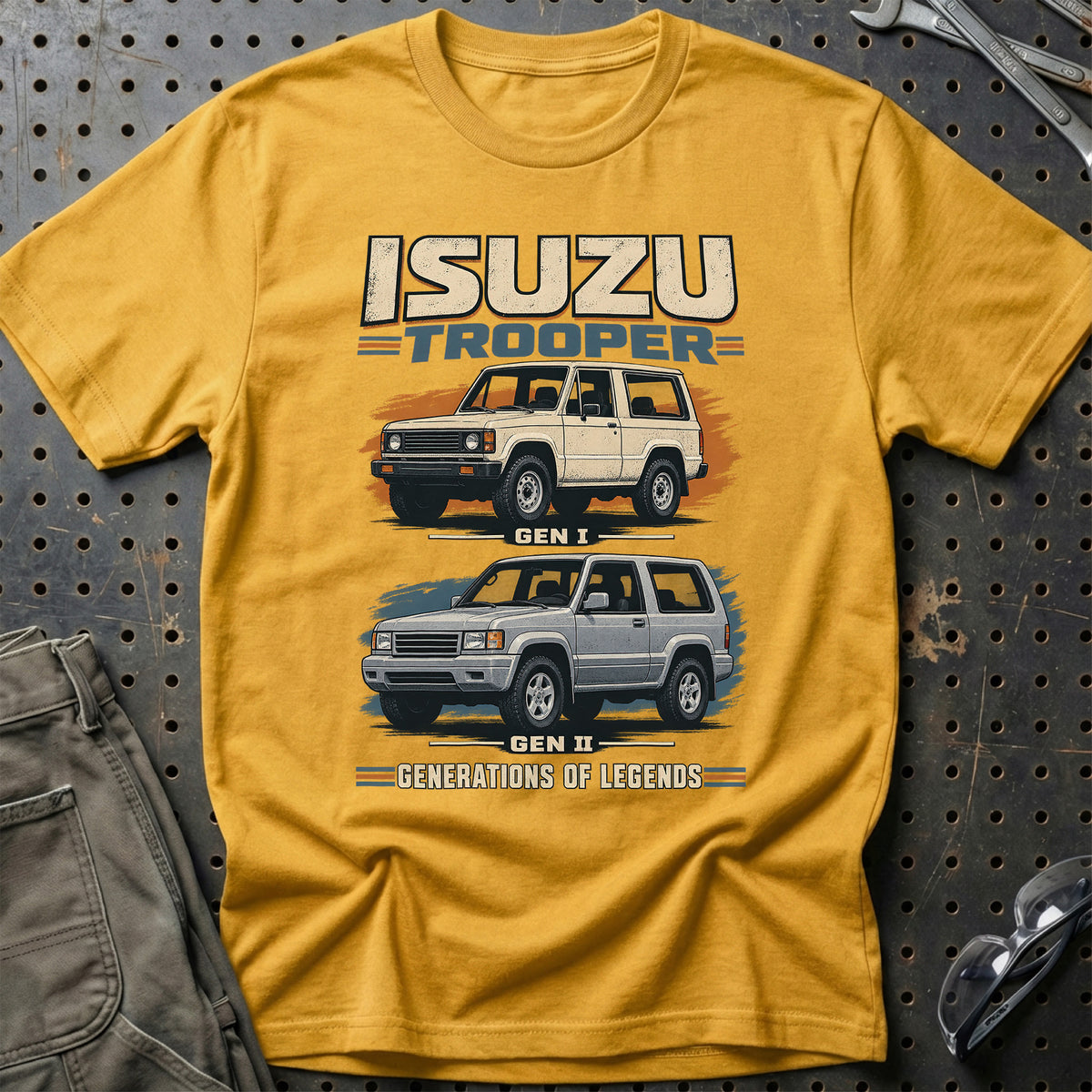 
Isuzu Trooper – Generations of Legends T-Shirt – Guld
