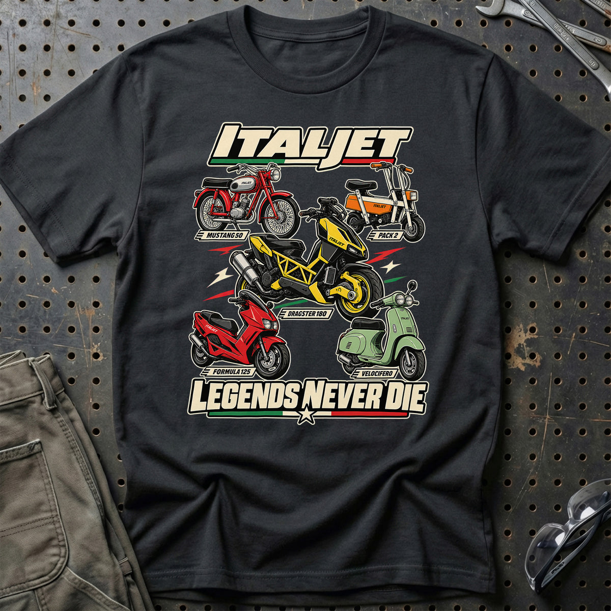 Italjet Legends Never Die T-Shirt – Sort