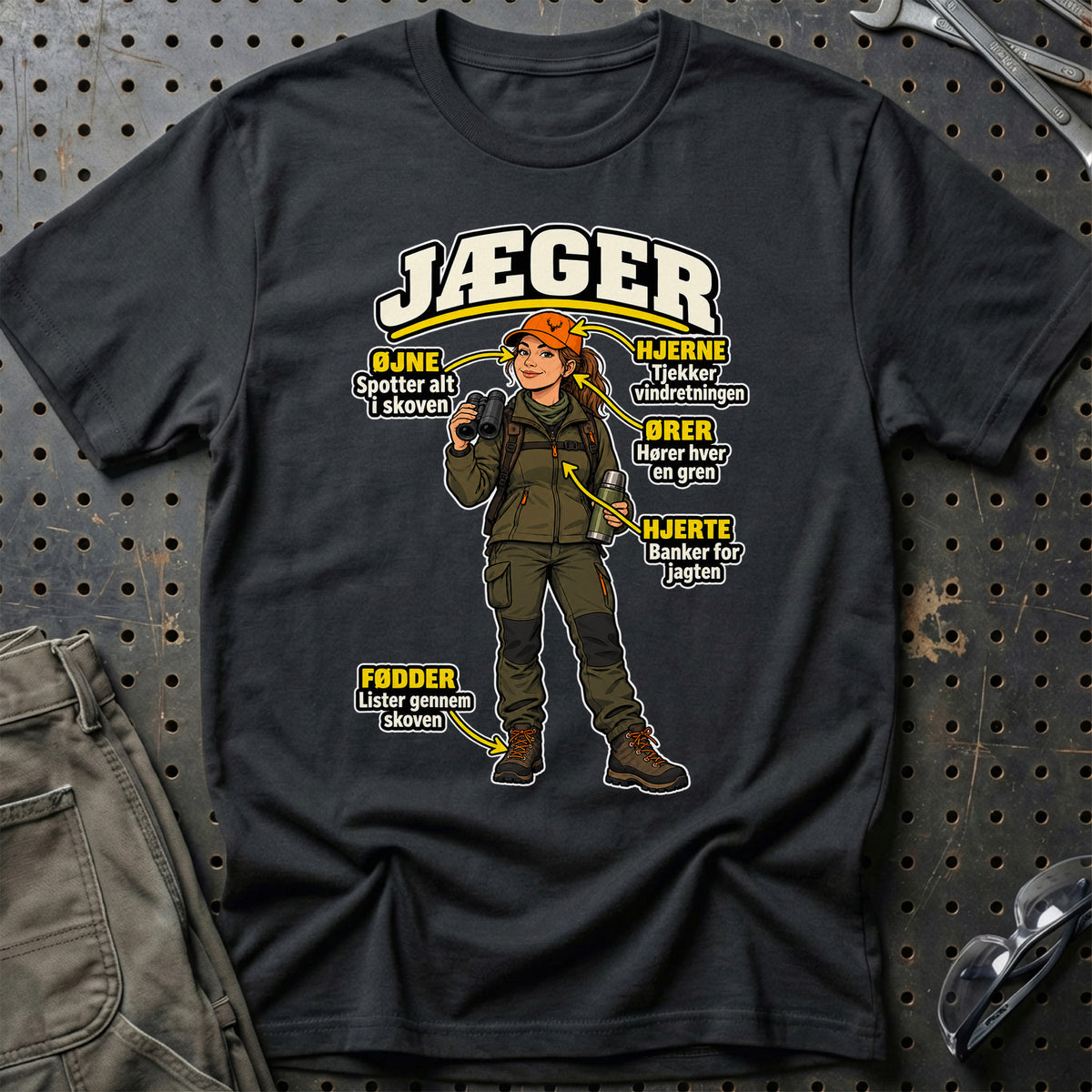 
Jæger – Anatomi – Kvinde – Unisex T-Shirt – Sort