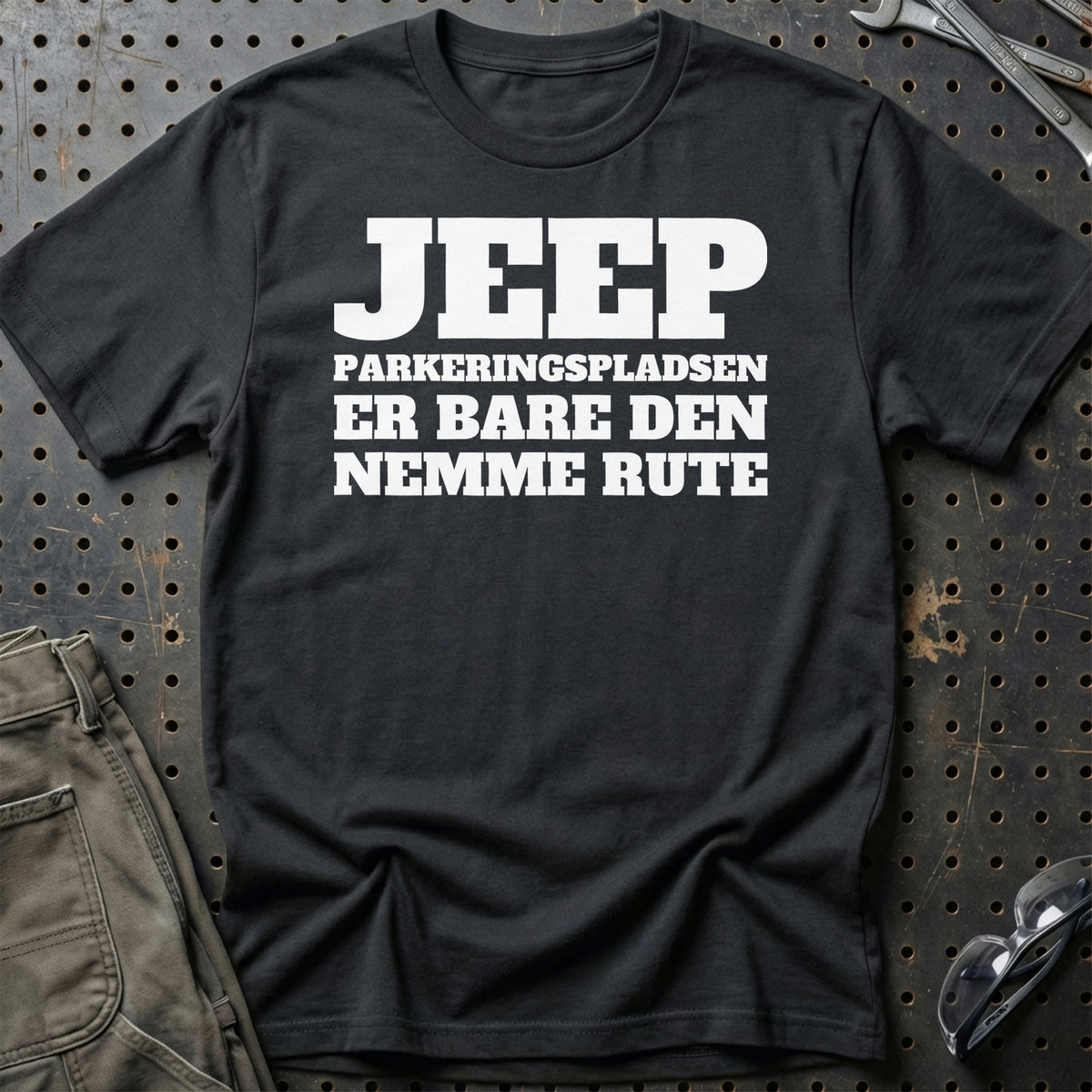 Jeep – Parkeringspladsen Er Bare Den Nemme Rute T-Shirt – Sort