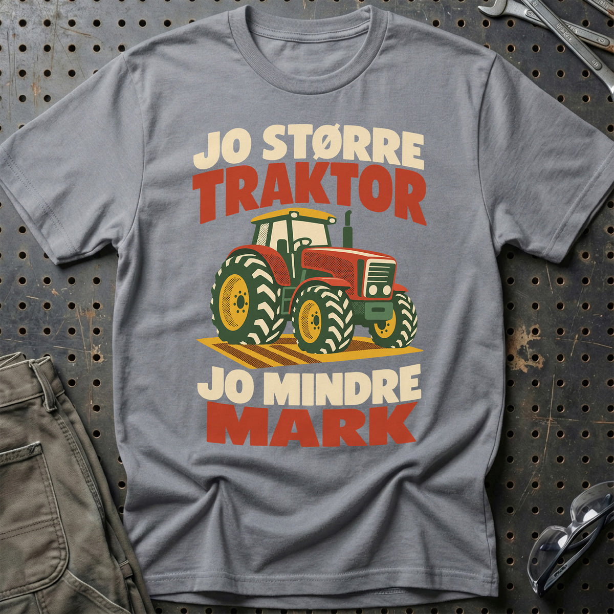 
Jo større traktor jo mindre mark – Retro – Unisex T-Shirt – Grå Sport