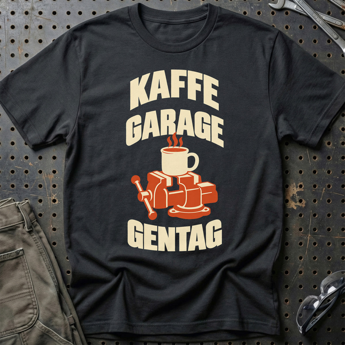 Kaffe garage gentag T-Shirt – Sort