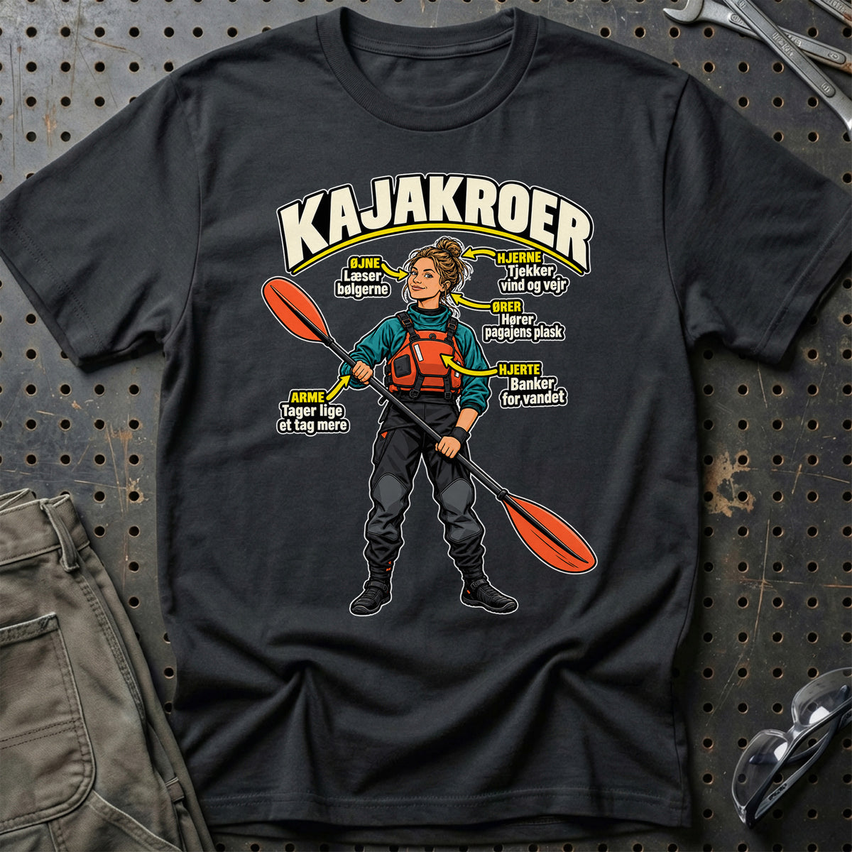 
Kajakroer – Anatomi – Kvinde – Unisex T-Shirt – Sort