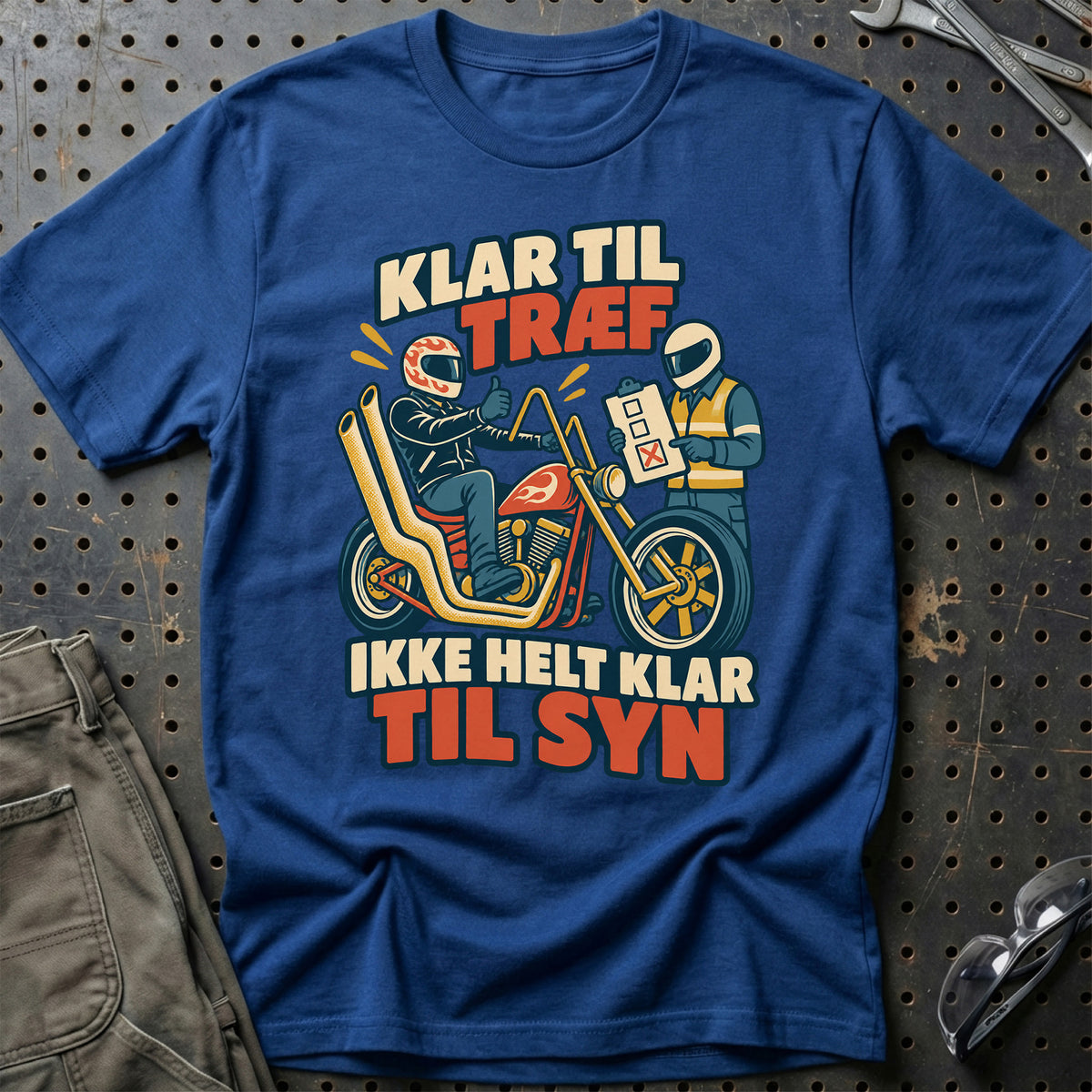 
Klar til træf ikke helt klar til syn – Retro – Unisex T-Shirt – Blå Royal