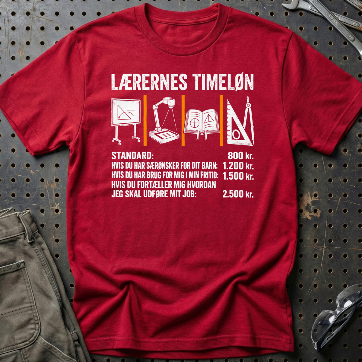 Lærernes Timeløn T-Shirt – Rød