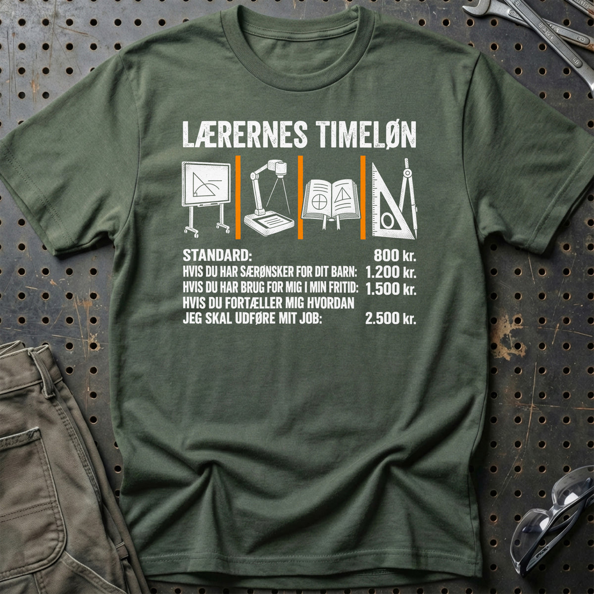 Lærernes Timeløn T-Shirt – Grøn Militær