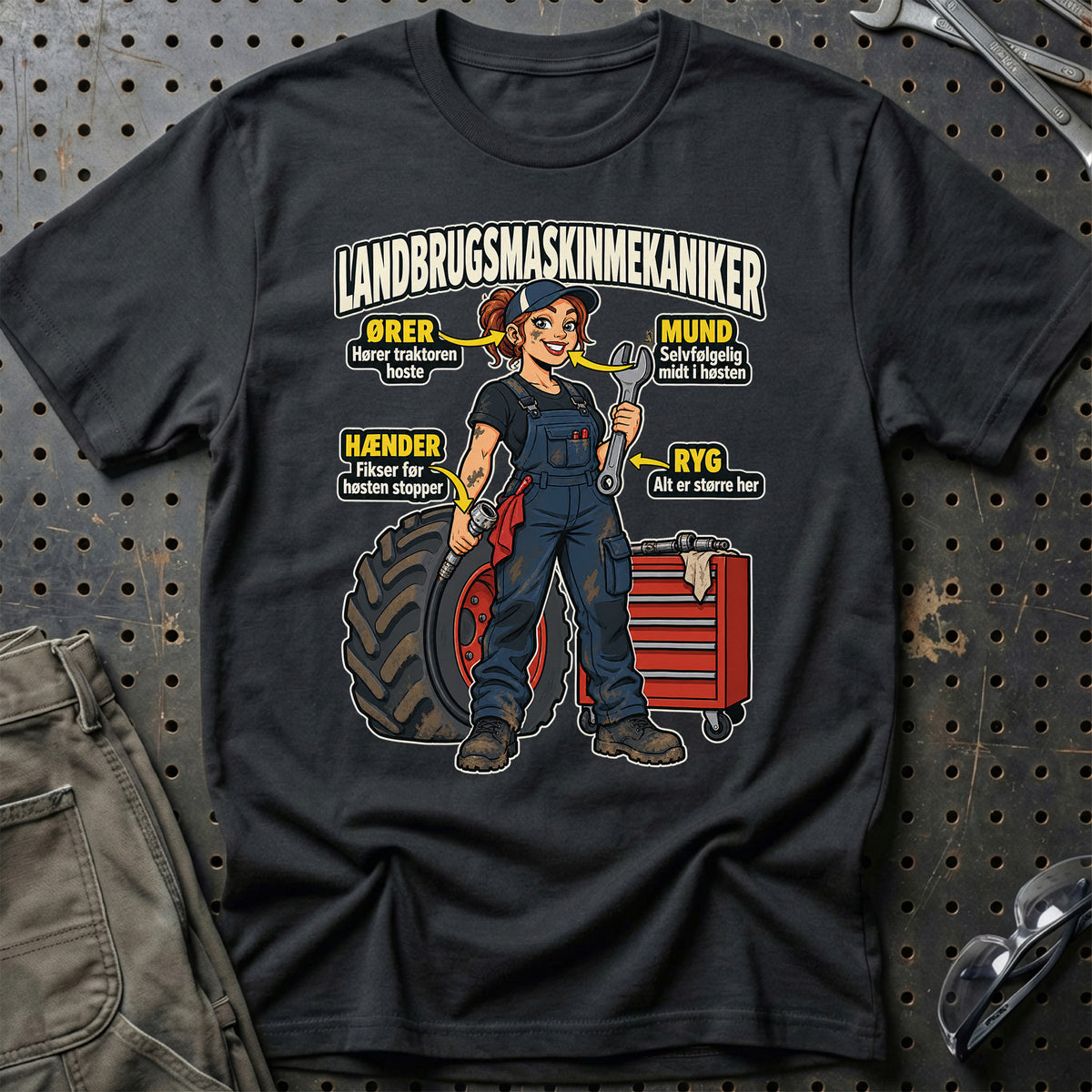 Landbrugsmaskinmekaniker – Anatomi T-Shirt – Sort