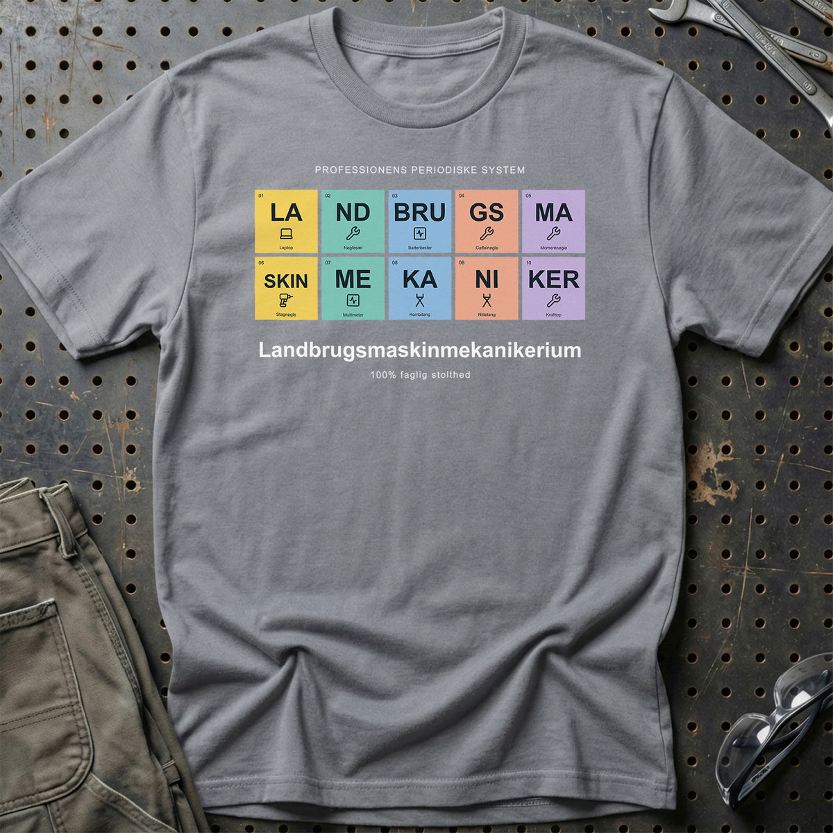 
Landbrugsmaskinmekaniker – Landbrugsmaskinmekanikerium – Unisex T-Shirt med tryk foran, farve: Grå Sport