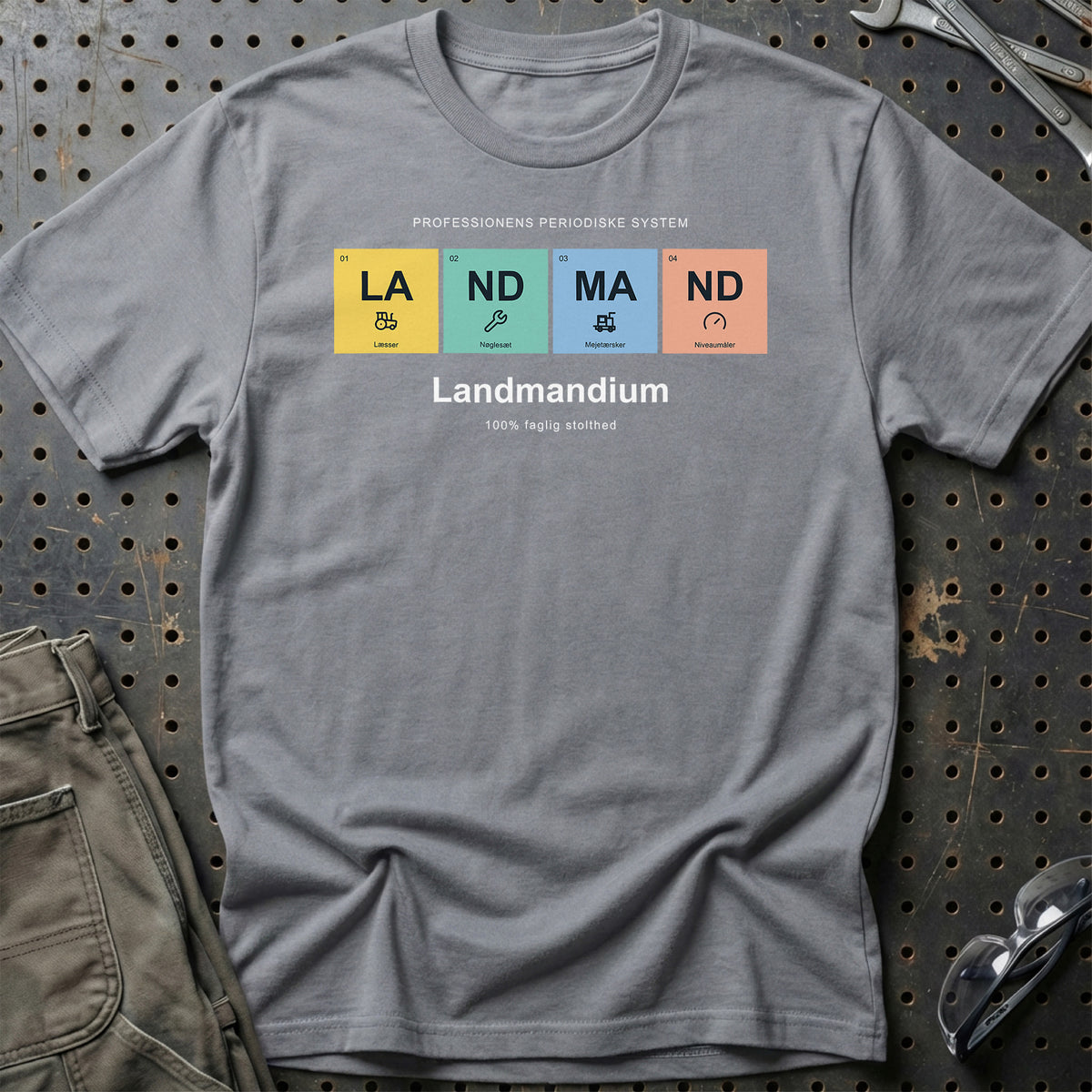 
Landmand – Landmandium – Unisex T-Shirt med tryk foran, farve: Grå Sport