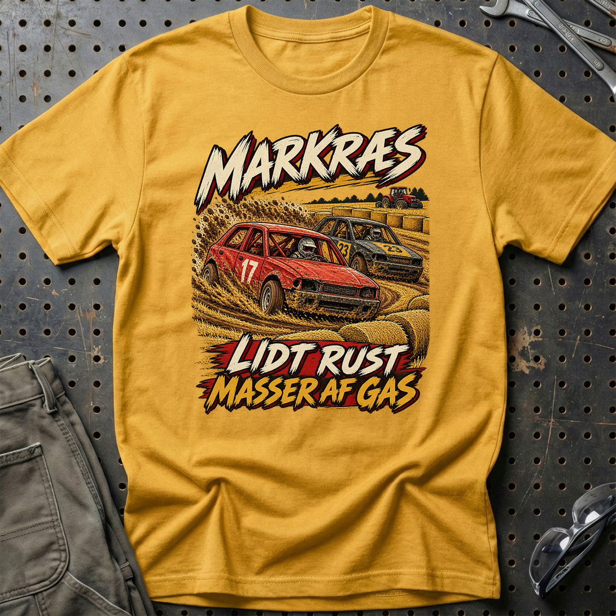 
Markræs lidt rust masser af gas – Illustration – Unisex T-Shirt – Guld