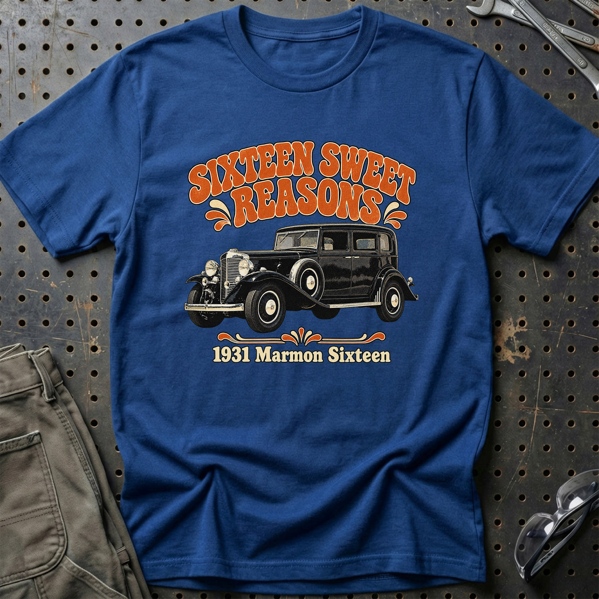 
Marmon Sixteen 1931 – Sixteen Sweet Reasons T-Shirt – Blå Royal