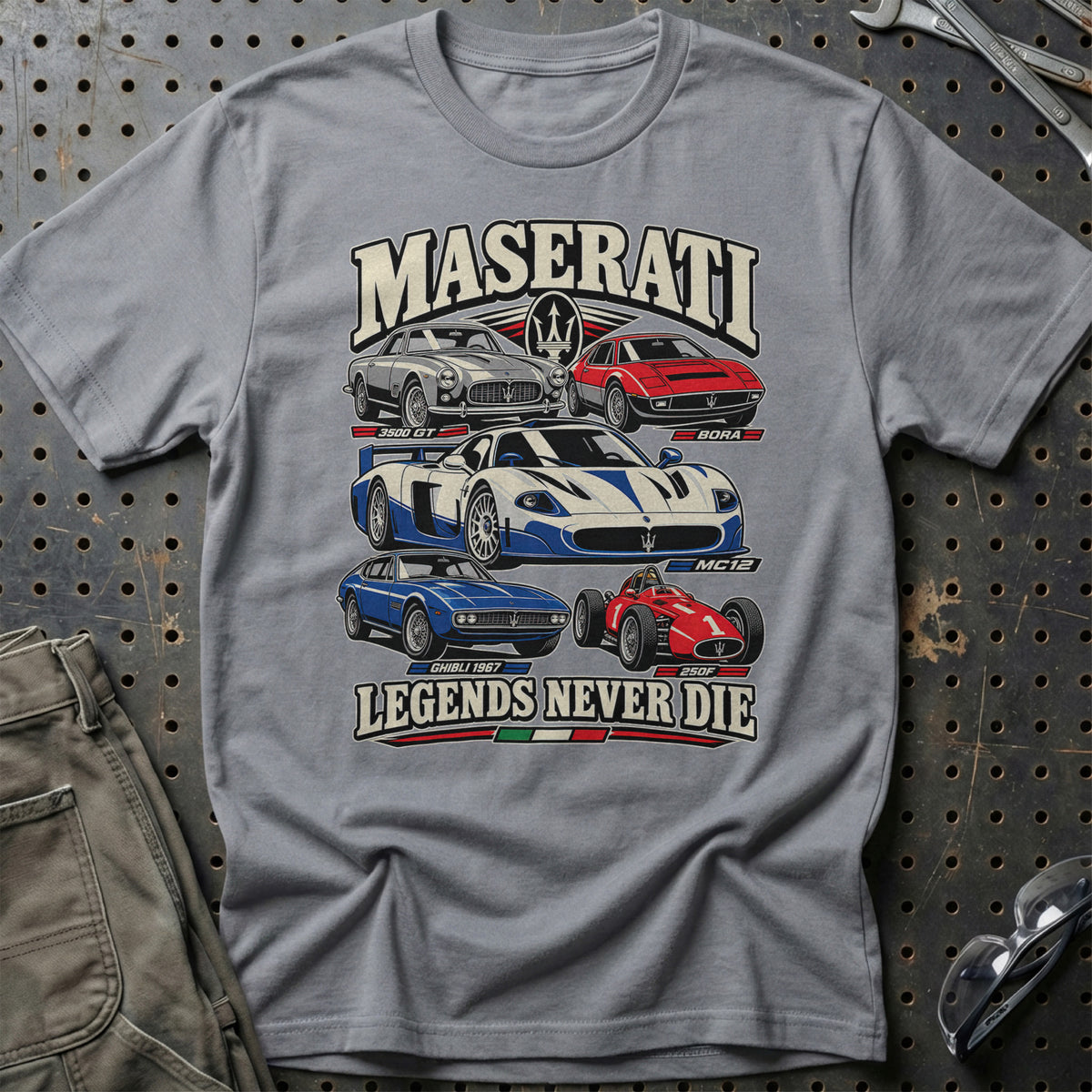Maserati Legends Never Die T-Shirt – Grå Sport