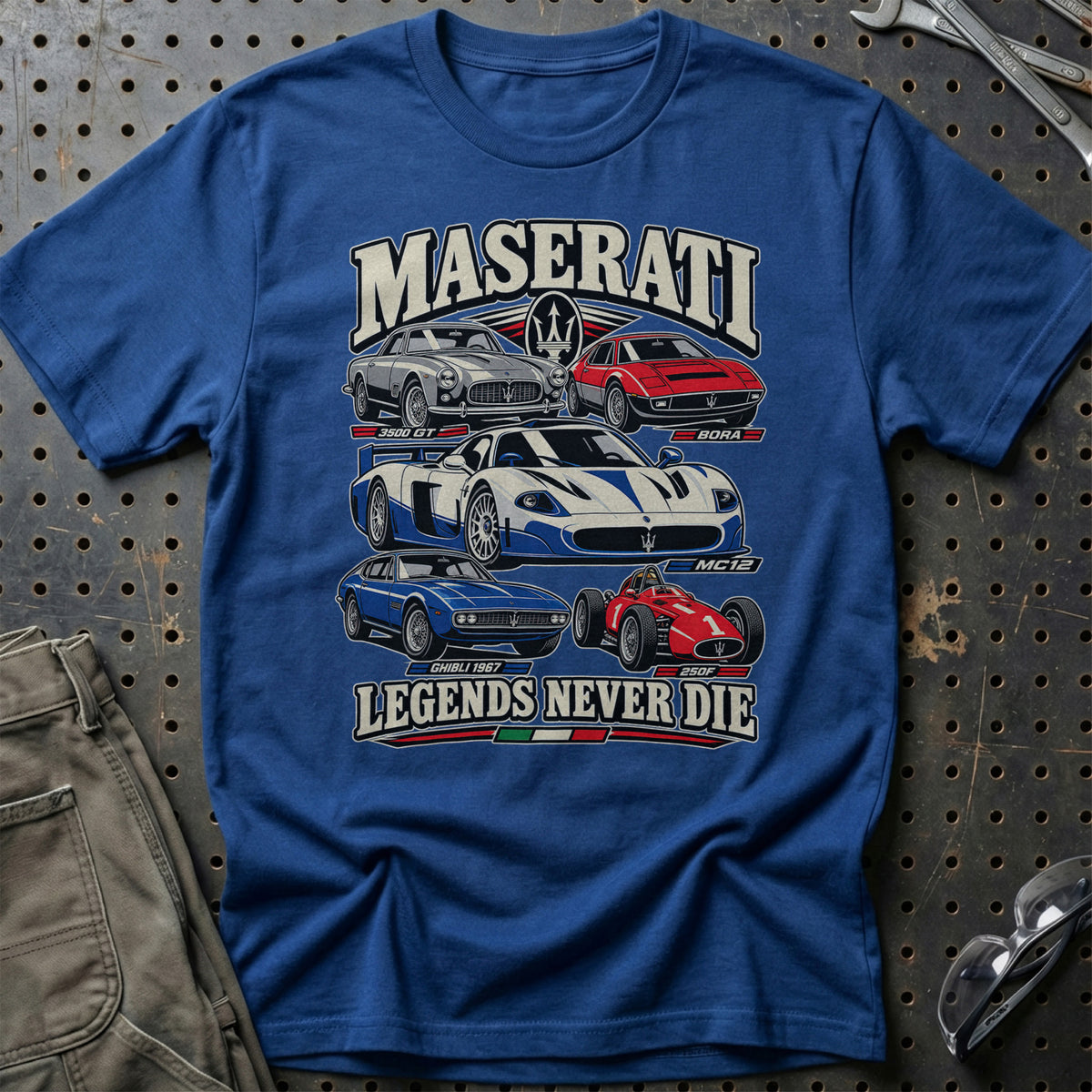 Maserati Legends Never Die T-Shirt – Blå Royal