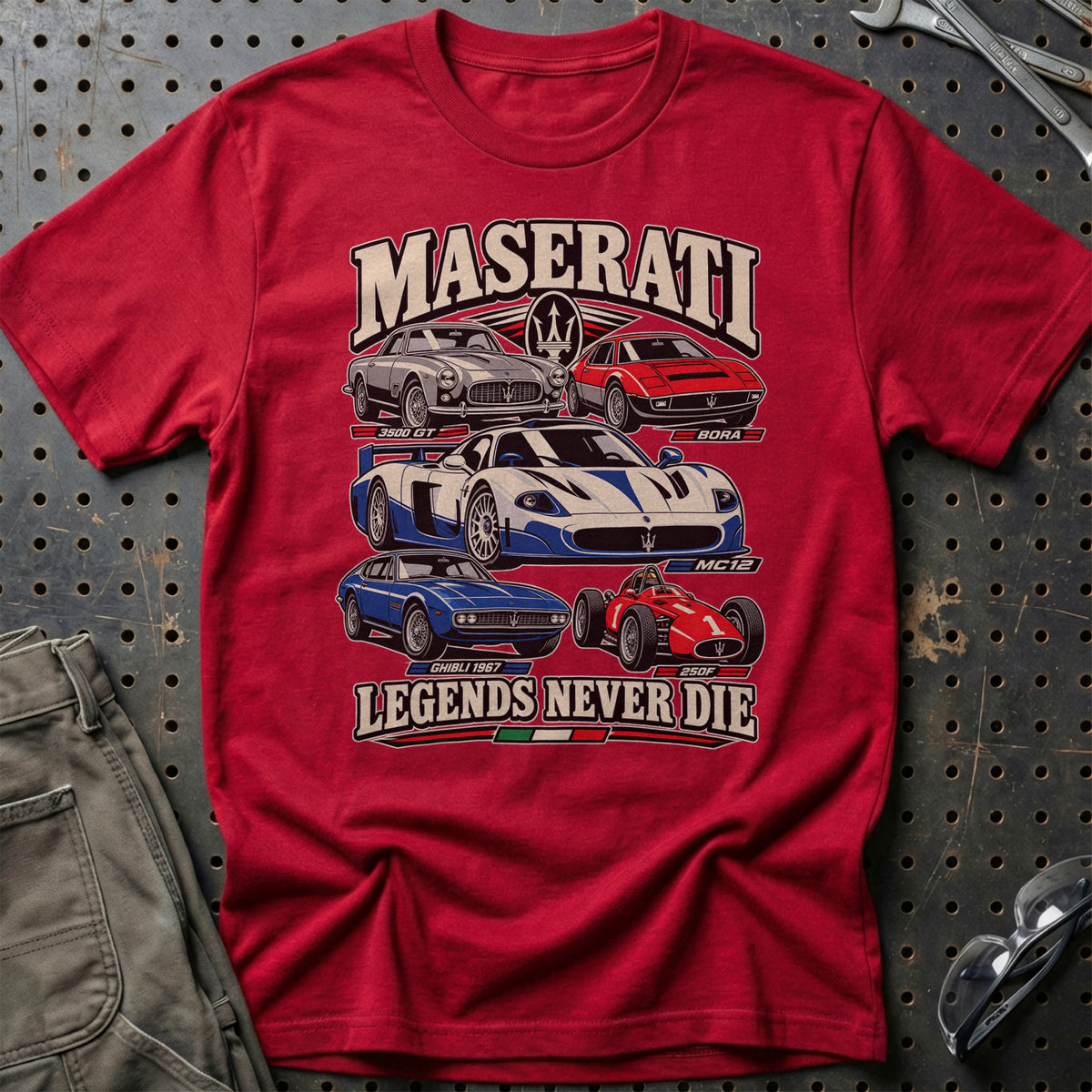 Maserati Legends Never Die T-Shirt – Rød